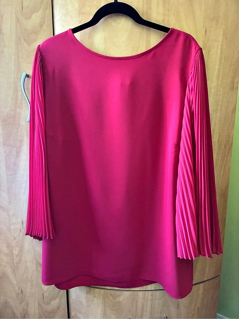 Chico's Pleated Sleeve Blouse Pink Size 3 Like New
